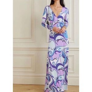 L'agence Nolita Twist Front Long Sleeve Maxi Dress